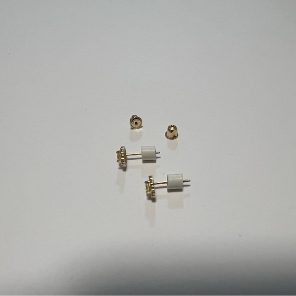14K Earrings Yellow Topaz Earrings CZ Stud Earrings tiny gold earrings - Picture 8 of 9